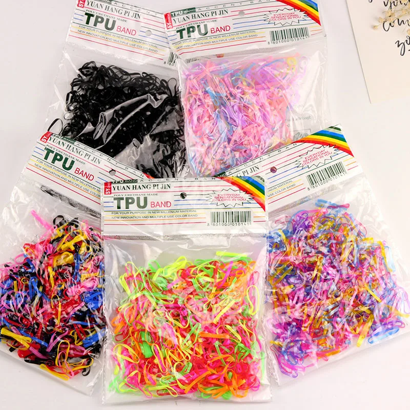 350pcsbag Fashion 3CM Elastic Hair Bands Child Baby TPU Hair Holders Rubber Bands Elastics Girl's Tie Gum Hair Accessories (1)
