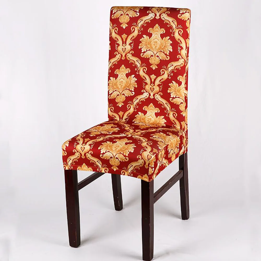 

2019 New Arrival 1PC Household Red/Green 5 Colors Printed Europe Jacquard Stretch Spandex Chair Cover For Home/Cafe/Hotel Decor