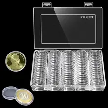 100Pcs/Box Coin Storage Box Clear 30mm Round Boxed Holder Plastic Storage Capsules Display Cases Organizer Collectibles Gifts 100Pcs/Box Coin Storage Box Clear 30mm Round Boxed Holder Plastic Storage Capsules Display Cases Organizer Collectibles Gifts