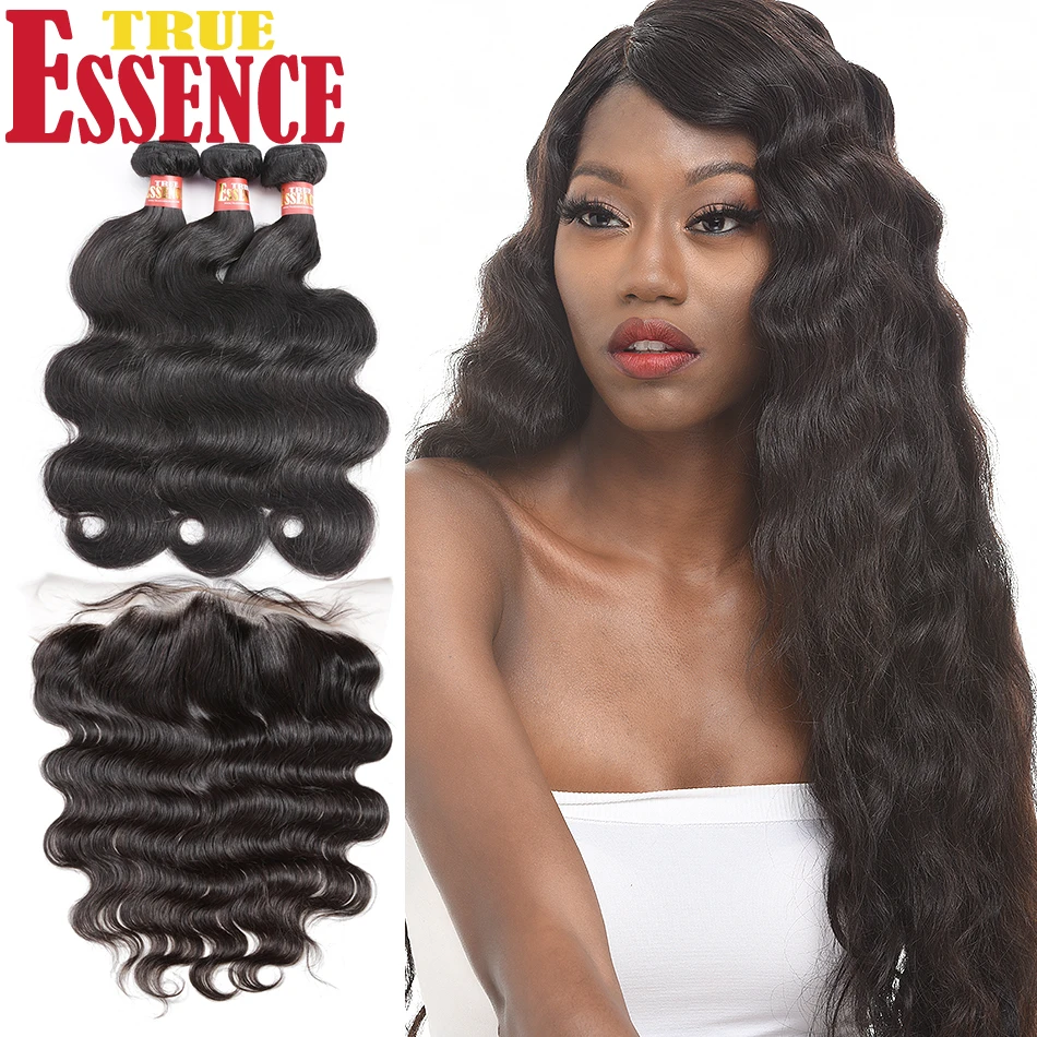 True Essence Hair Brazilian Body Wave Human Hair 3 Bundles With Frontal  Closure Remy Hair 13x4 Lace Closure Total 4pcs/lot - Salon Bundle Pack -  AliExpress