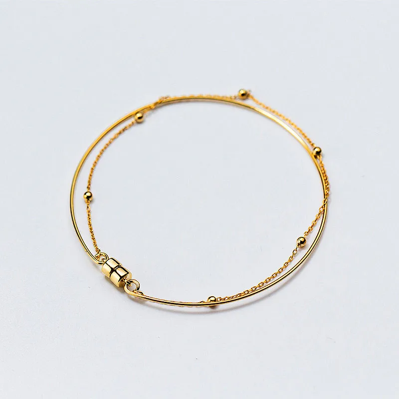 INZATT двойной металлический золотой браслет Модный магнит шесть бусин минималистичный OL Стиль Pulseras Mujer Moda серебро 925 ювелирные изделия подарок