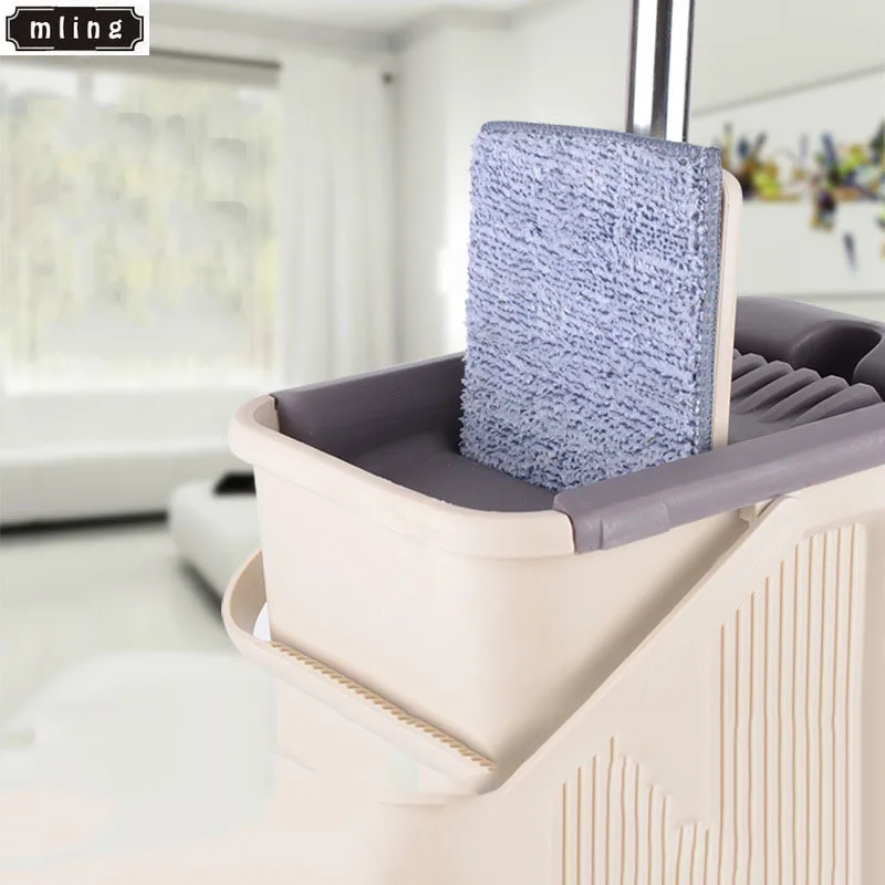 

1PC Drop Shipping Mop with Bucket 2PCS Replacement Mop Cloth Magic Floor Cleaning Squeeze Flat Mops Kitchen Floor Cleaner
