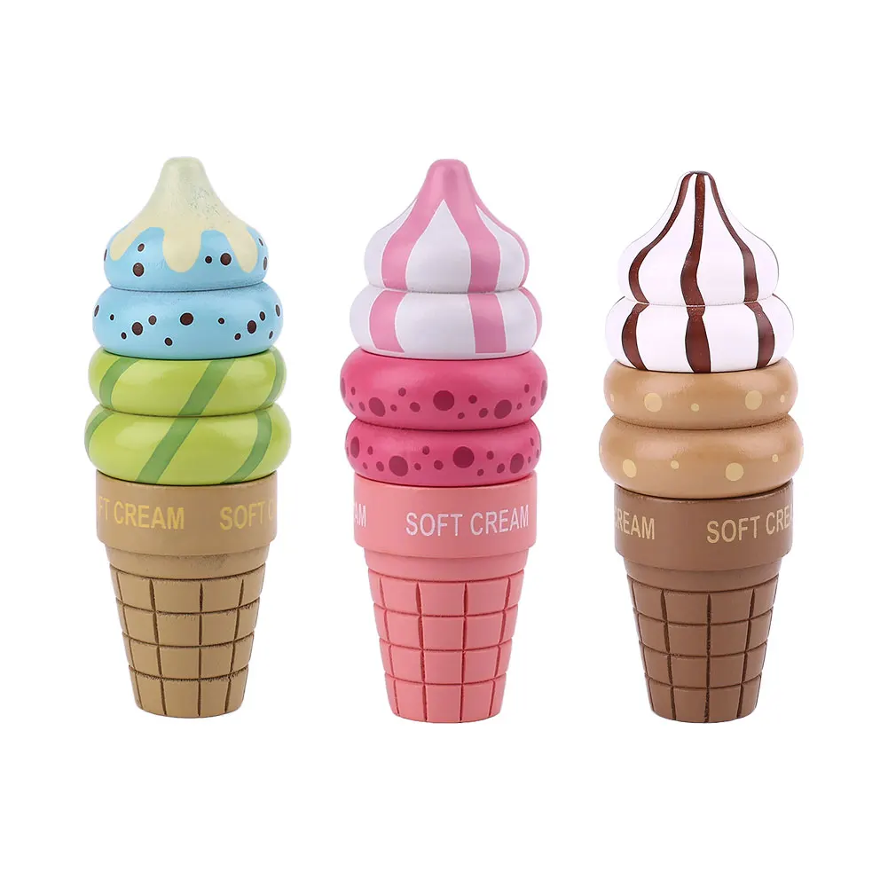 wood and Simulation Ice Cream Cone Model Kitchen Toy Kid Gifts