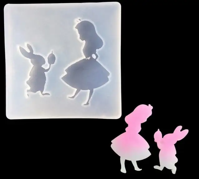 

Girl and rabbit charms pendant Silicone Mold for jewelry pendant craft Resin Silicone Mould handmade tool epoxy resin molds
