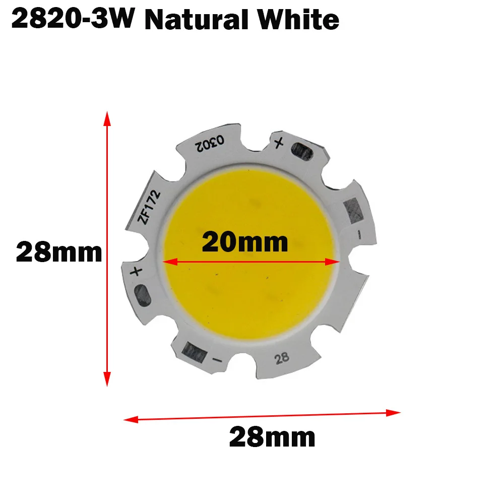 10 шт. супер яркий 28 мм 3 Вт светодиодный COB чип 300 мА чип вход DC9-11V Размер 28 мм-20 мм белый подходит для DIY светодиодный прожектор