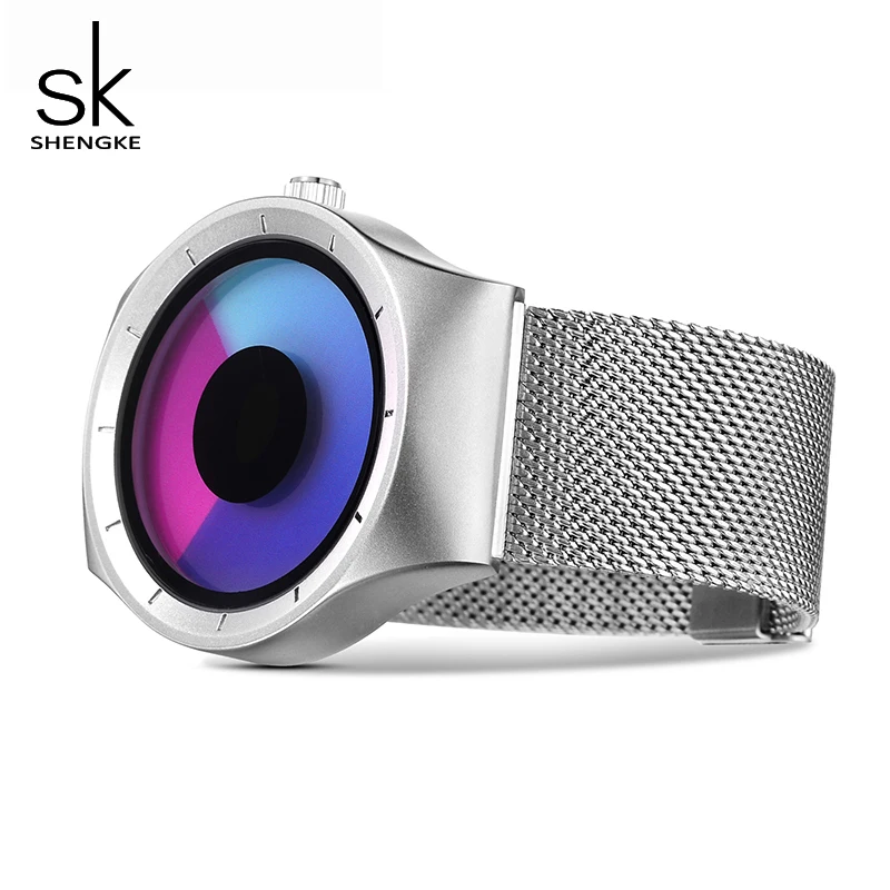 

Creative Women Watches Unique Silver Mesh Band Wristwatch Luxury Stainless Steel Mesh Band Quartz Watch 2018 SK Relogio Feminino
