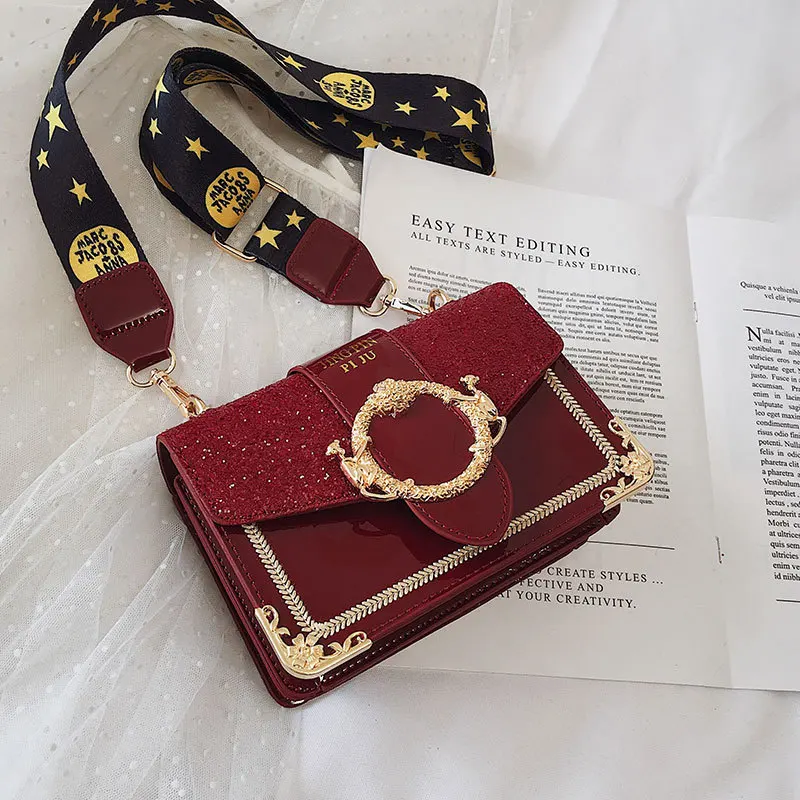 

Fire Lacquer Sequins Pack Girls 2019 New Korean Version Baitao Single Shoulder Fashion Broadband Square Pack