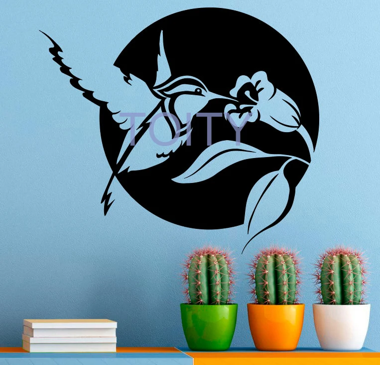 Hummingbird Wall Decal Colibri Bird Flower Vinyl Window Stickers