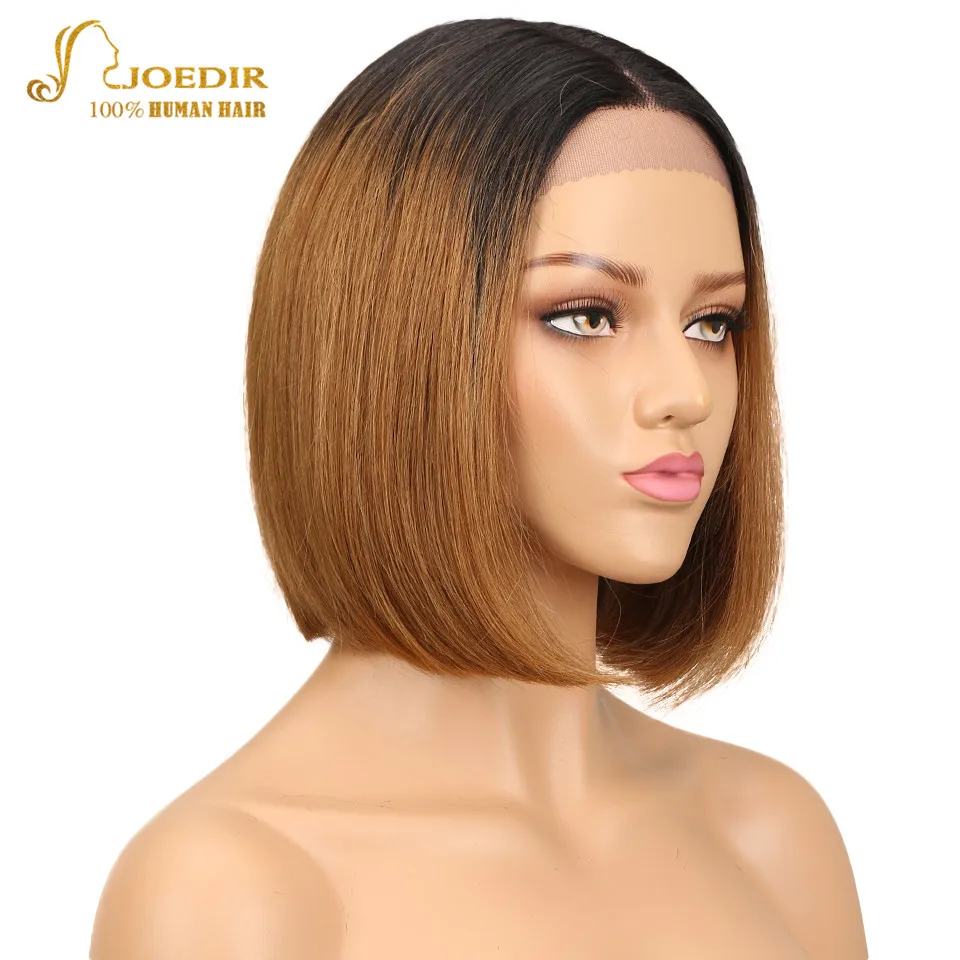 Joedir бразильские волосы remy прямые короткие человеческие волосы боб парик с Омбре TT1B 30 цветов тупым вырезом боб парик с закрытием