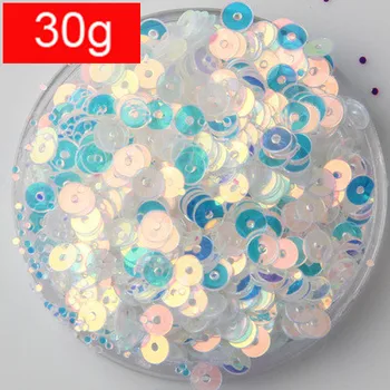

30g 4mm Transparent Gold Brilliant Color Sequins Multi-colored Round Paillette DIY Accessories High Quality 17GT# Whtie Confetti