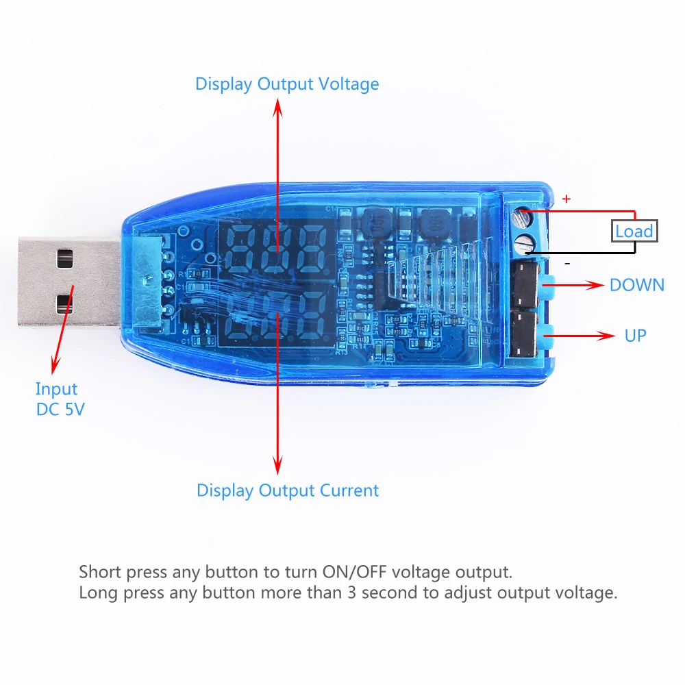 DC-DC 5 В до 3,3 В 9 в 12 В 24 USB понижающий модуль питания напряжение тока двойной дисплей понижающий повышающий преобразователь