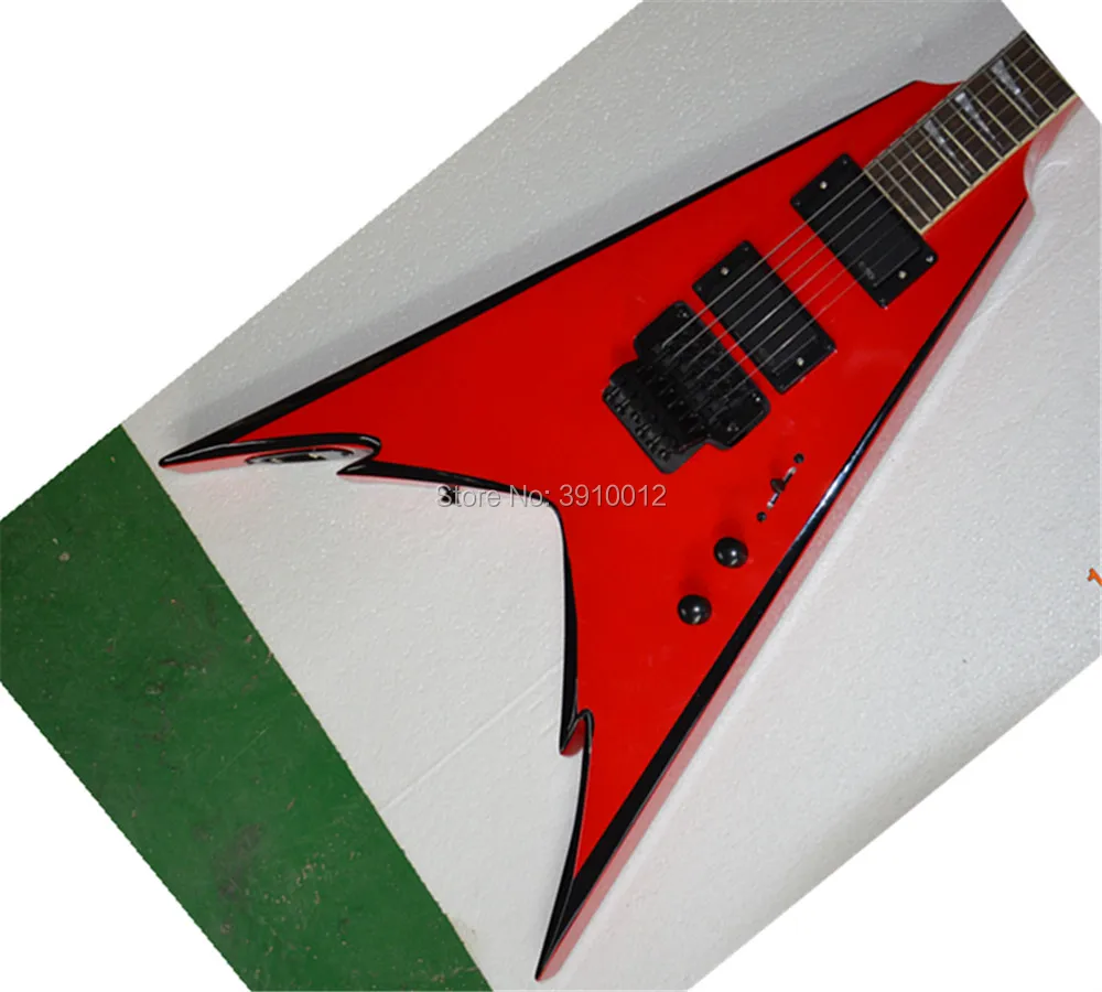 High quality Jackson PDX-2 Demmelition King Flying V Red Electric Guitar  EMG Pickups Floyd Rose Tremolo