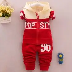 red set BibiCola/комплект одежды для маленьких мальчиков одежда для малышей толстовки с капюшоном, кардиган+ Штаны спортивный костюм для малышей, спортивные костюмы для новорожденных Одежда для мальчиков От 0 до 3 лет - Цвет: red set