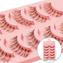 ICYCHEER натуральные мягкие длинные коричневые накладные ресницы, 5 пар, макияж, красивые накладные ресницы, женский макияж, накладные ресницы, набор для наращивания