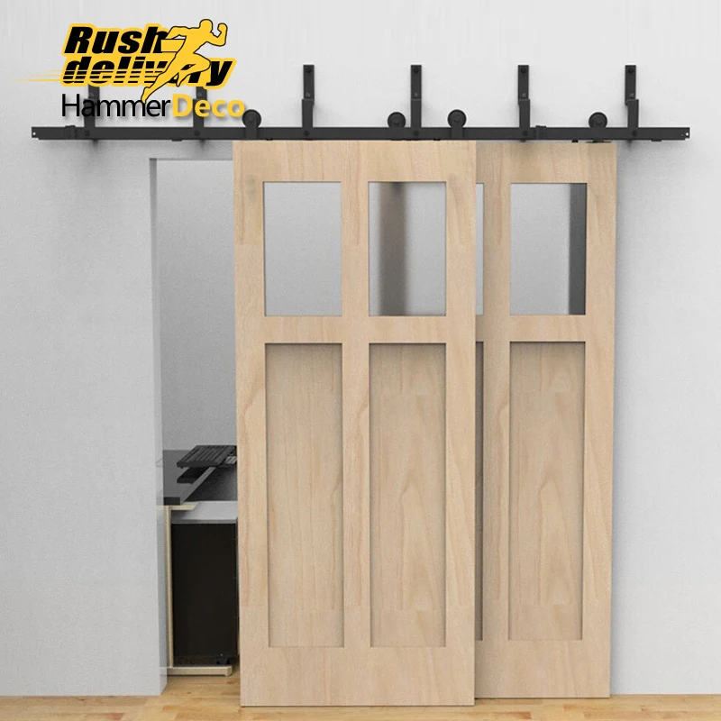 Antique Country Farm Sliding Double Door Hardware Modern Barn Wood Interior Rollers Closet Track Kit Set