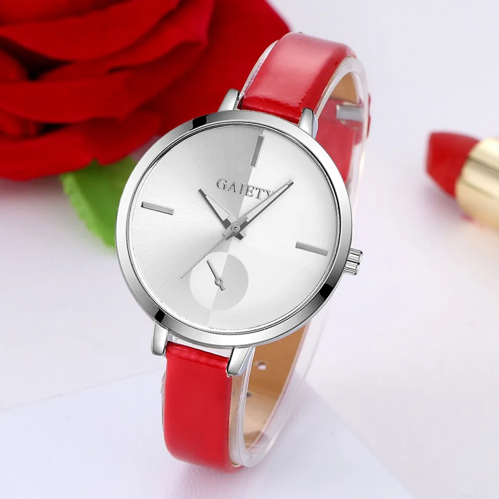 

Women Fashion Leather Band Analog Quartz Round Wrist Watch Watches Coffee Casual Elegant Clock reloj mujer bayan saatleri *Y
