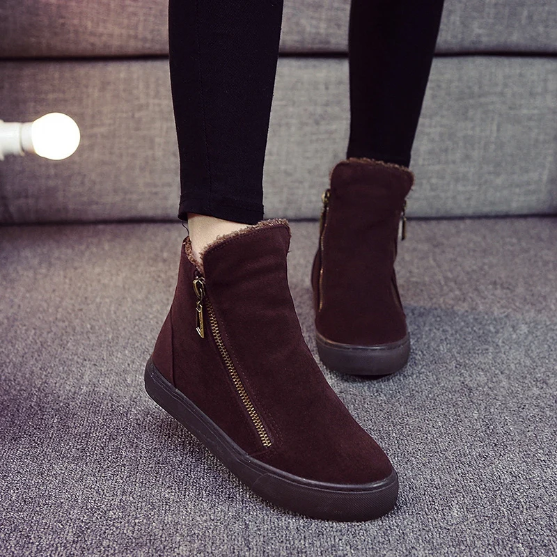 

New Fashion 2018 Women Winter Shoes Warm Plush Sneakers For Women's Casual Shoes Faux Suede Shoes High Platform Sneakers Zippers