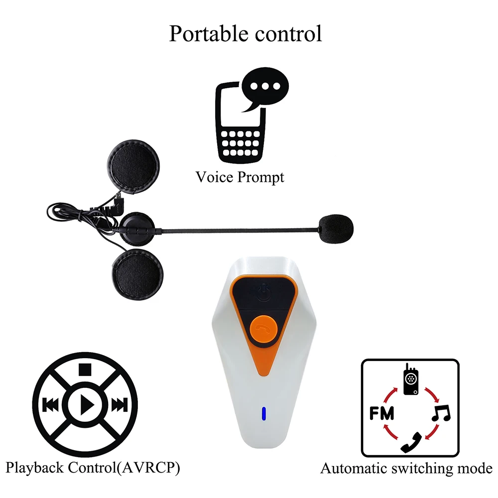WT002 IPX5 Водонепроницаемый мотоциклетный шлем с микрофоном Bluetooth домофон беспроводной интерком с поддержкой наушников FM