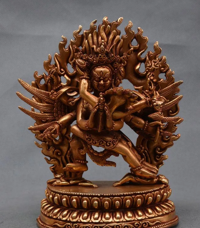 

Tibet Buddhist Bronze Gilt Gold Chakrasamvara Vajradhara Protector Deity Statue