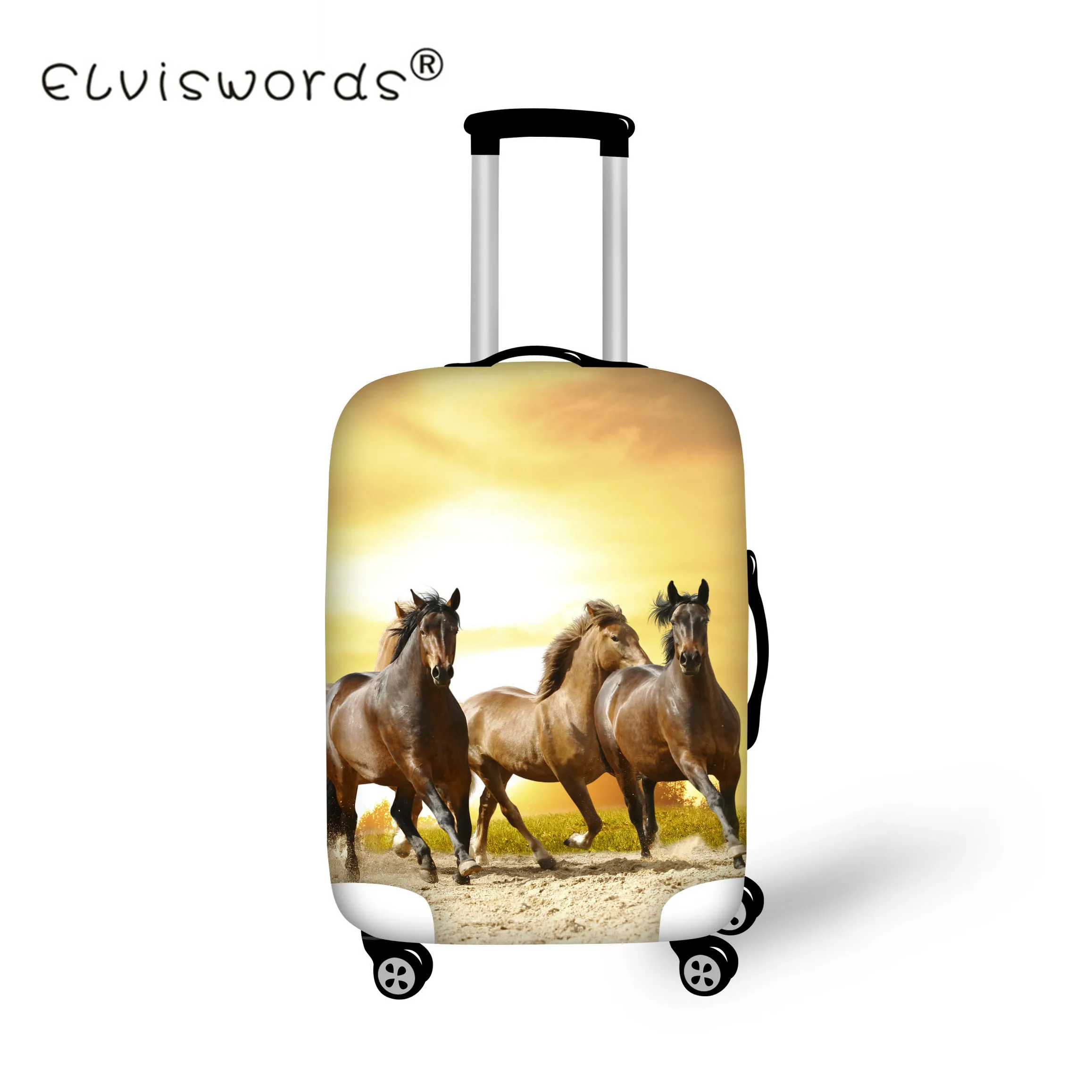 Z915 ELVISWORDS животные аксессуары для путешествий Crazy Horse печать 3D багаж защитный чехол для 18-30 дюймов Чехол Эластичный Чемодан чехлы - Цвет: Z915