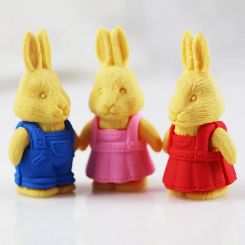 

1X Cartoon assemble eraser mini Bunny modelling eraser children stationery gift prizes kawaii school office supplies papelaria