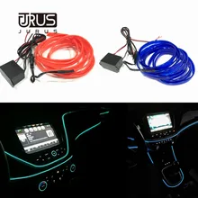 JURUS, 2 метра, EL холодный светильник, автомобильный Стайлинг, светильник для интерьера, EL Wire, прошитая Гибкая светодиодная неоновая лента, 12 В, инвертор