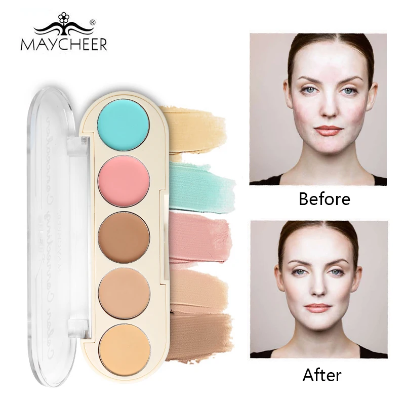 

MAYCHEER Brrand 5 Colors Cream Concealer Palette Perfect Cover Pores Dark Circles Ances Corrector Nude Face Makeup