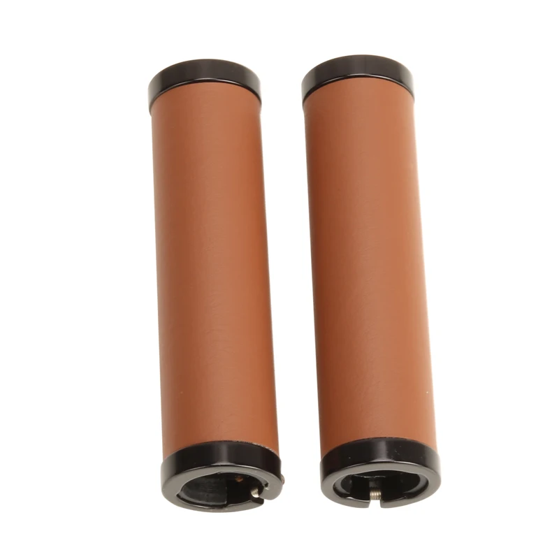 

Retro Mountain Bike Grips Ergonomic Handlebars PU Leather Black Brown Not-slip Shock Absorption Alluminium Alloy Handlebar