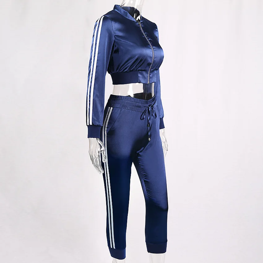 Для женщин спортивный костюм толстовки на молнии с капюшоном и брюки для девочек комплект из 2 предметов Мода 2019 женский укороченный Топ