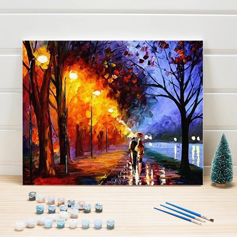 

Paint Oil Painting By Numbers Street Scenery Lovers DIY Acrylic Coloring Art On Canvas Wall Pictures For Living Room Adults Draw