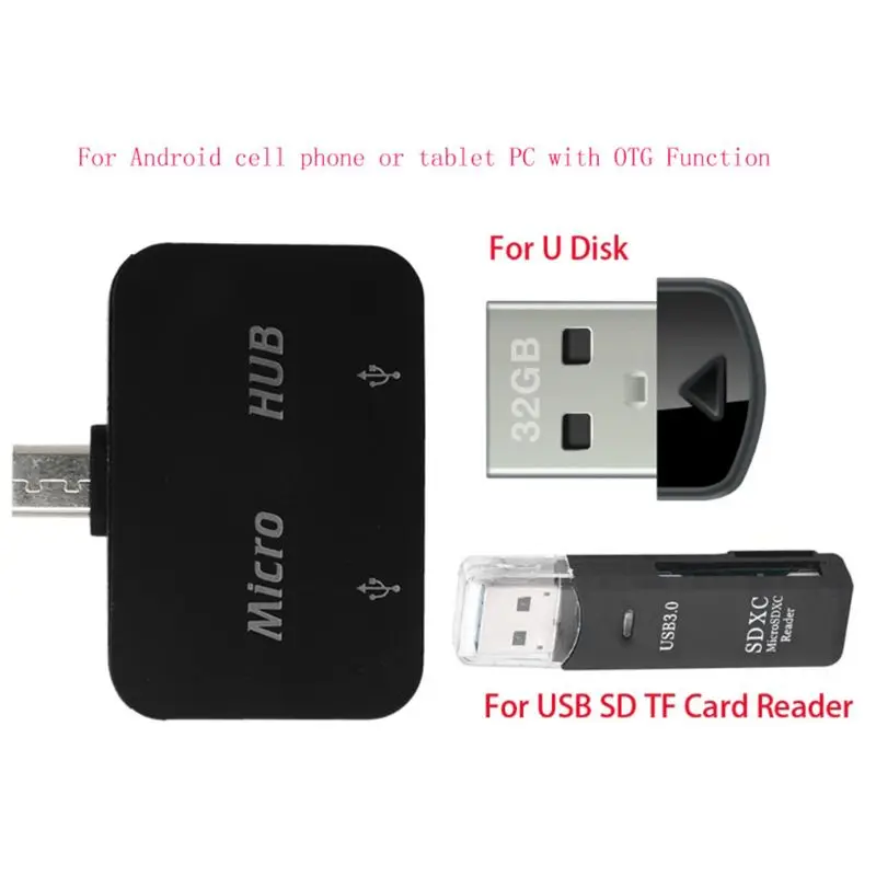Micro USB на 2 порта USB 2,0 OTG концентратор адаптер для samsung Android телефон планшетный ПК