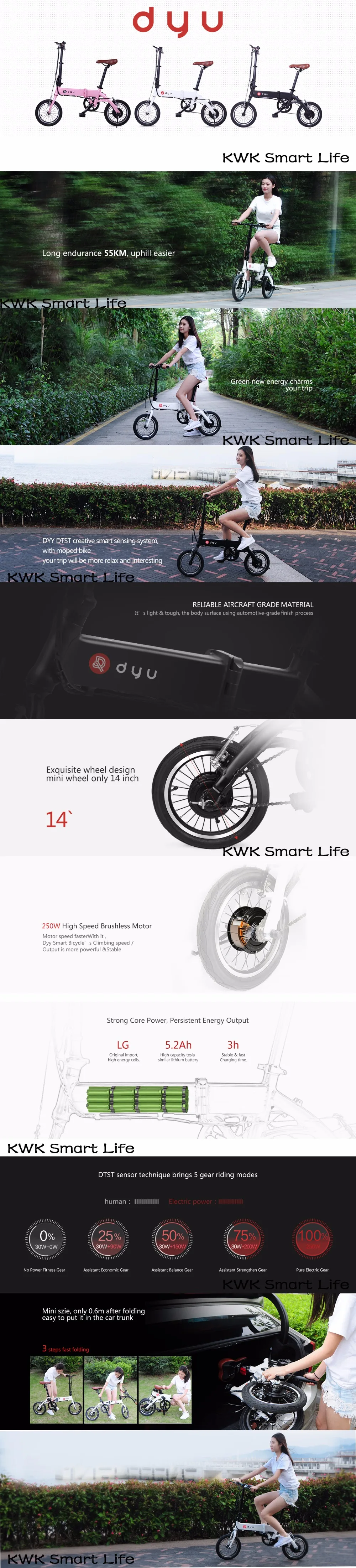 Sale 2017 DYU A1 Power-assisted Electric Foldable Bike With 14inch Tire 0 Sale 2017 DYU A1 Power-assisted Electric Foldable Bike With 14inch Tire 0