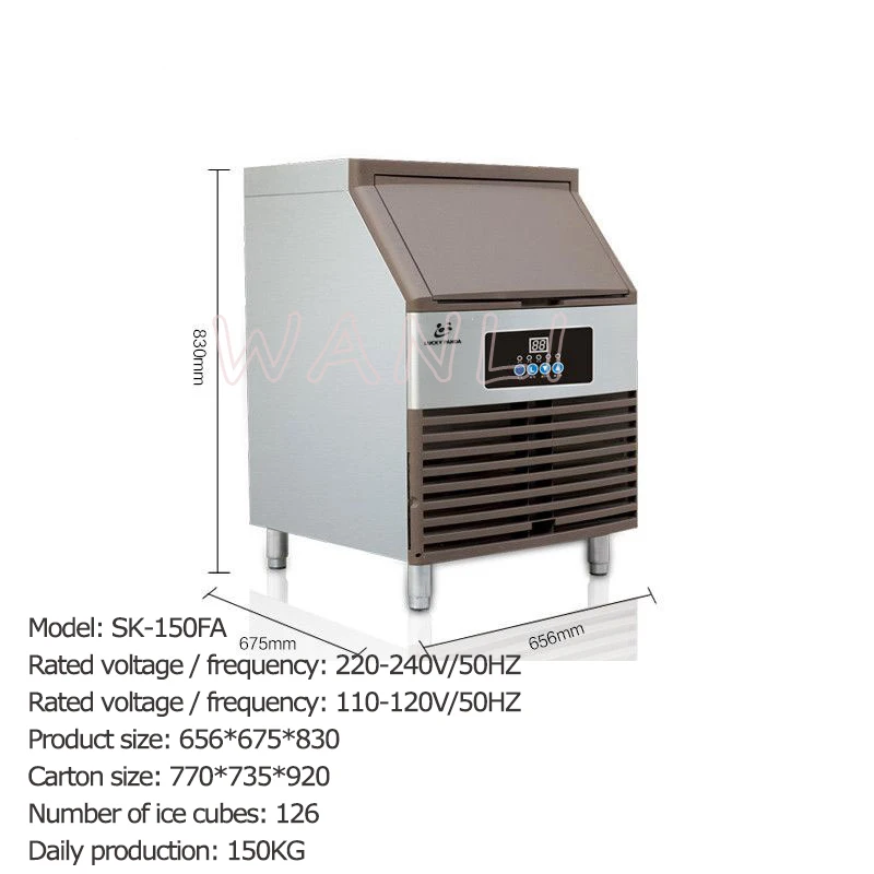 150KG/24H Ice Maker 110V-240V Commercial Large-capacity Automatic Ice Cube Making Machine Ice machine suit for Milk Tea Hotel