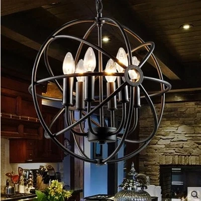 

2016 new Nordic retro round metal dining lamp creative Cafe Club Pendant Lights penthouse floor globe Pendant lamp GY290