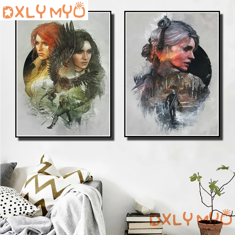 

Full Square Drill 5D DIY Diamond Painting The Witcher 3 Wild Hunt Cirilla Geralt Picture Embroidery Cross Stitch 3D Home Decor