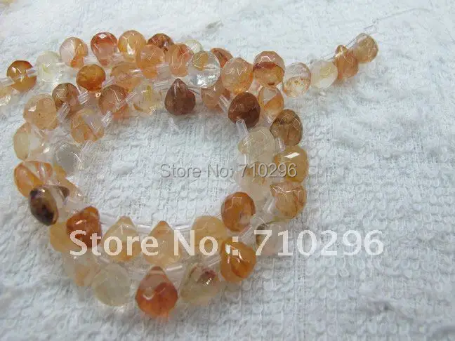 

Yellow Iron Quartz Beads 7*7mm Faceted Gem stone Drop Beads 4ocm/string 3strings/lot