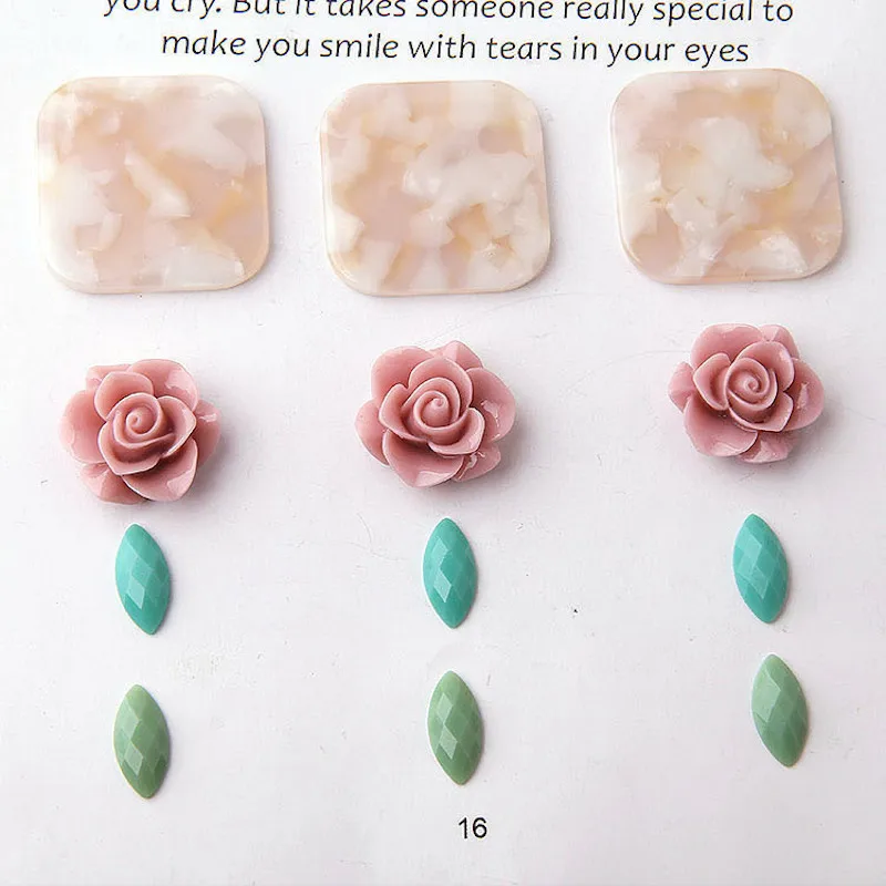 

10pcs/lot South Korea DIY handmade jewelry accessories Creative flower square Charm earrings drop headdress pendant