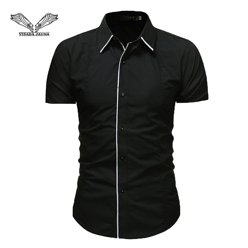 

VISADA JAUNA 2019 Men's Simple Section Line Decorated Short-Sleeved Shirt Size M-3XL TLH106