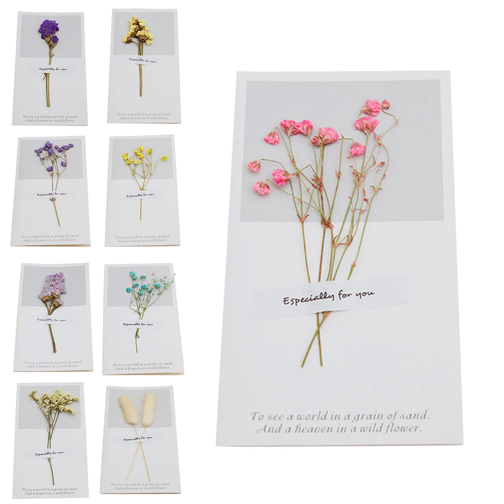 

2019 1pcs Festival Greeting Card Wedding Dried Flowers Invitations Postcards Wedding Birthday Party