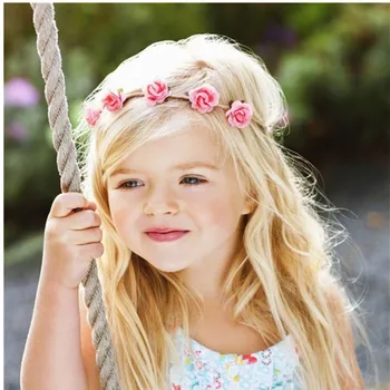 

20pcs/lot New Baby Girl Bohemia Hemp Rope Headband Mini Rose Flower Headband