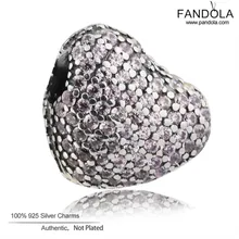 CKK 925 пробы Серебряный Розовый CZ открыть мое сердце клип талисманы бусины для изготовления ювелирных изделий Подходит браслет Argent Berloques