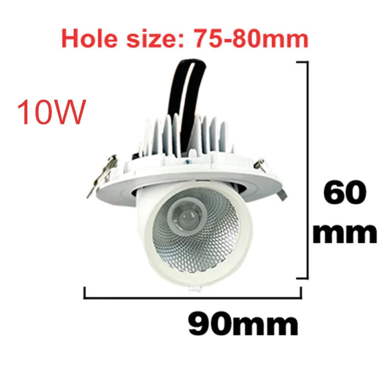 

Super Bright 360 Degree Rotation 10W 15W 25W 30W Recessed COB LED Ceiling light Spot light AC85V-265V+Driver Free shipping