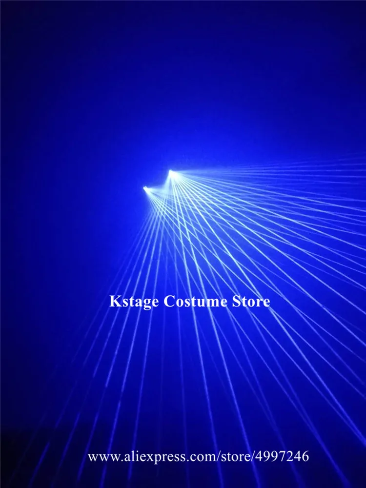 KS21 Клубное шоу синий лазерный луч очки 2 шт лазерные головки лучи одежда в стиле "диджей" светодиодные очки вечерние светящиеся реквизиты