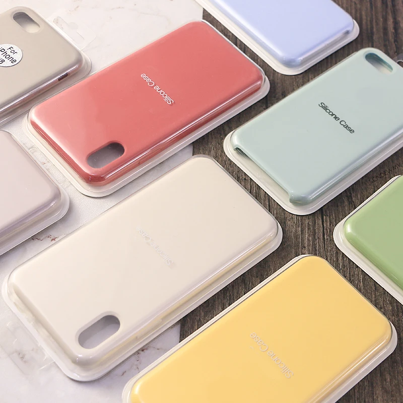

Colorful Luxury Original Liquid Silicone Case For iPhone X XS MAX XR 6 6S 7 8 Plus Soft Silicon Cover Plain Color