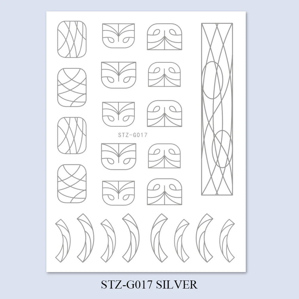 STZ-G017 Silver Волнистые линии Стикеры 3D на ногти Nail Art полосы металлический провод слайдер декор для ногтей наклейка золото серебро полосы Стикеры Клей LASTZG14-20 - Цвет: STZ-G017 Silver