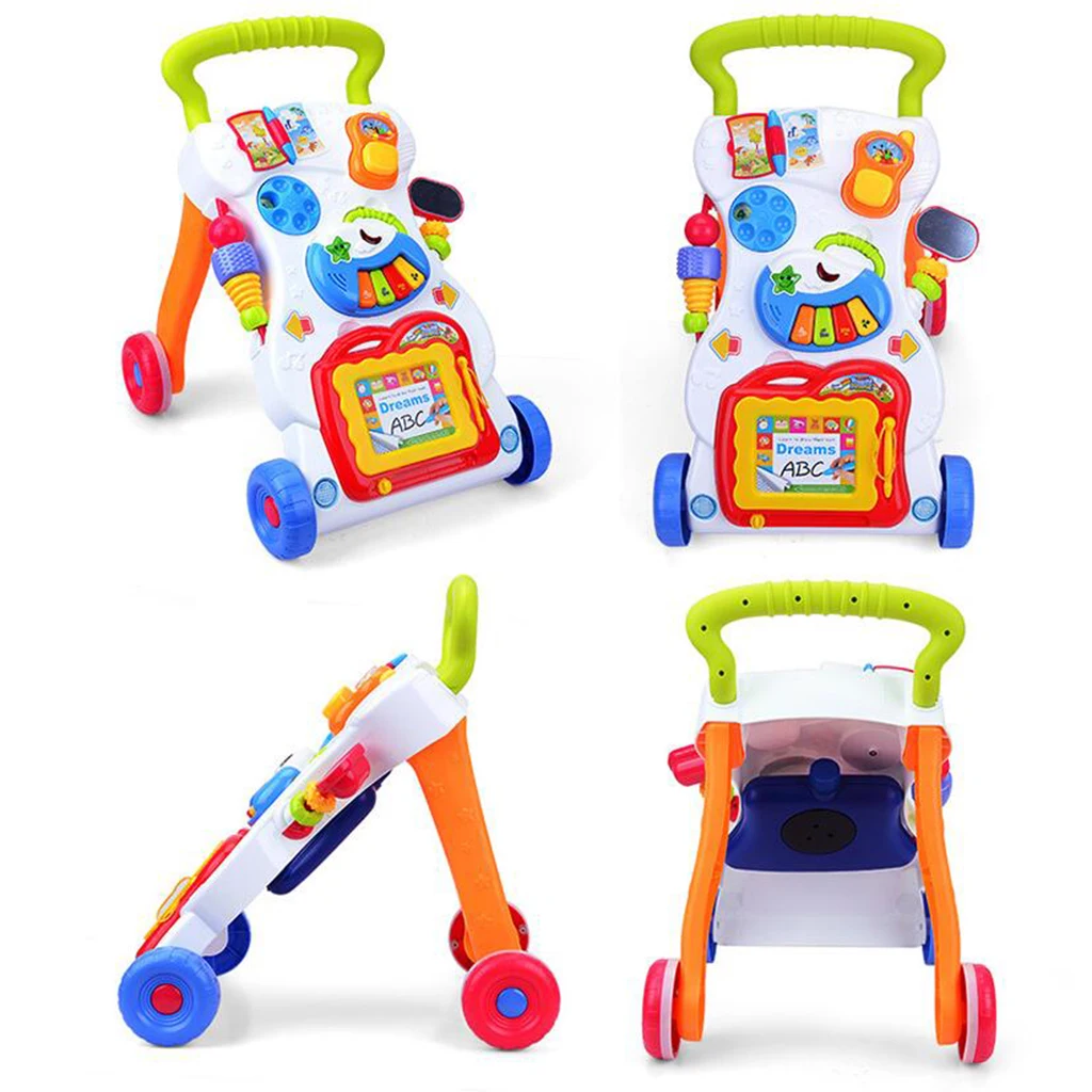 Kids Toddlers First Step Car Multi-Function Adjustable Baby Walker Early Developmental Toy Gift