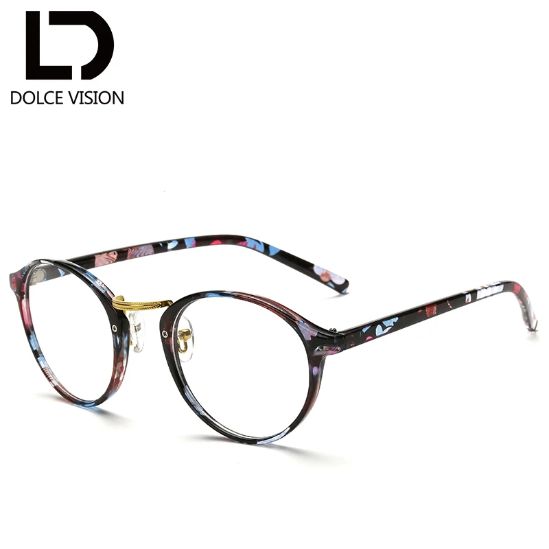 Dolce vision Стекло Оправы для очков модные разноцветные прозрачные Линзы для очков Для женщин очки оригинальные брендовые оптические очки круглой формы - Цвет линз: 003