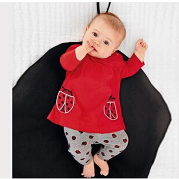 

Infants Kids Baby's Sets Clothing Long Sleeve Shirts+ Beetle Pants Cartoon Outfits