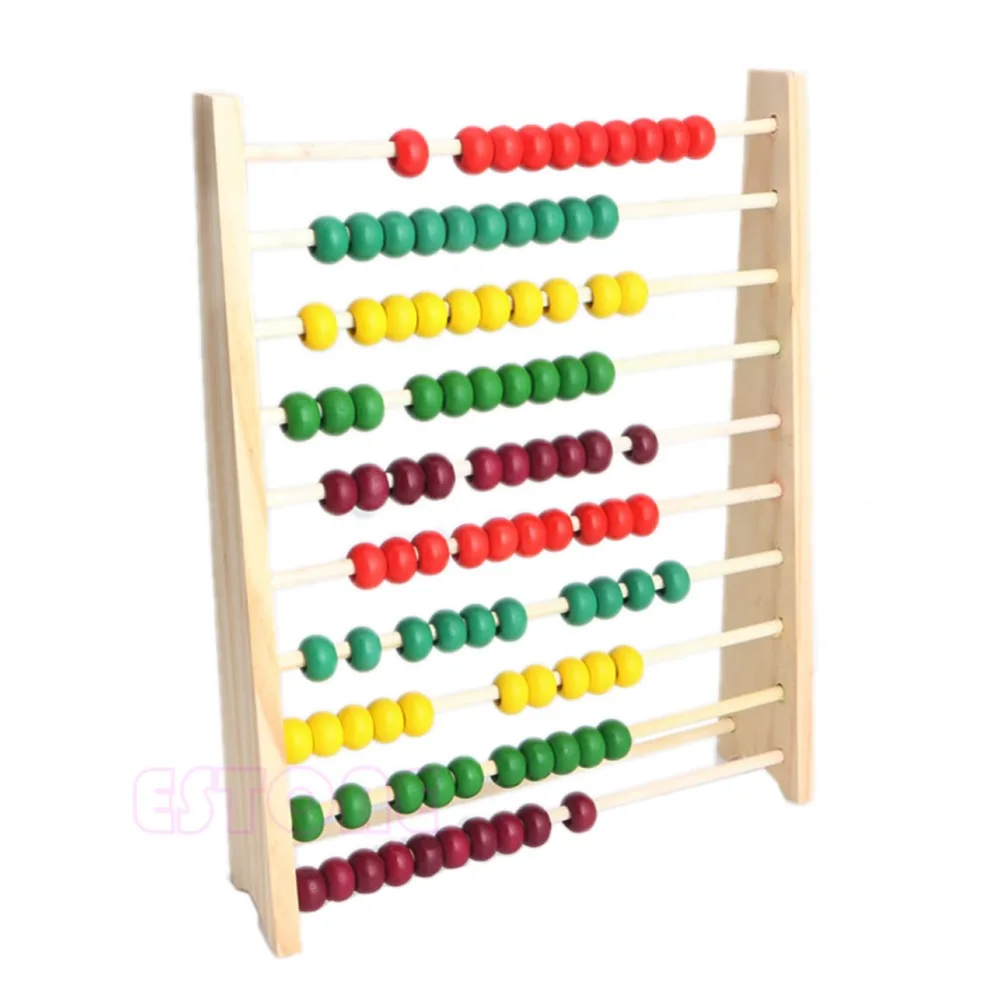 

Colorful 10 Beads Wooden Abacus Counting Number Kid Math Learning Teaching Toy