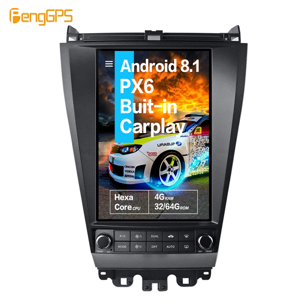 

12.1''Vertical screen Tesla Android 8.1 4GB RAM voice control Built-in CARPLAY Car Radio For Honda Accord 7 2003-2007 GPS Nav